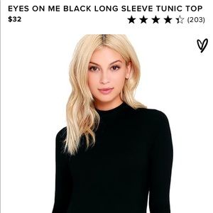 Lulus Eyes OnMe Black Long Sleeve Tunic Top- small